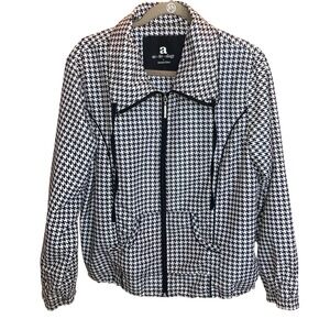 Activology Jacket Lightweight Black White Design Houndstooth Size Large VGUC